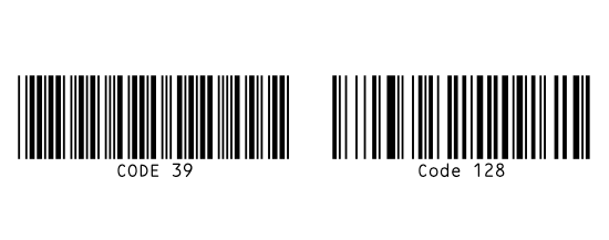 Barcode mit Text Buchstaben Code 39 Code 128